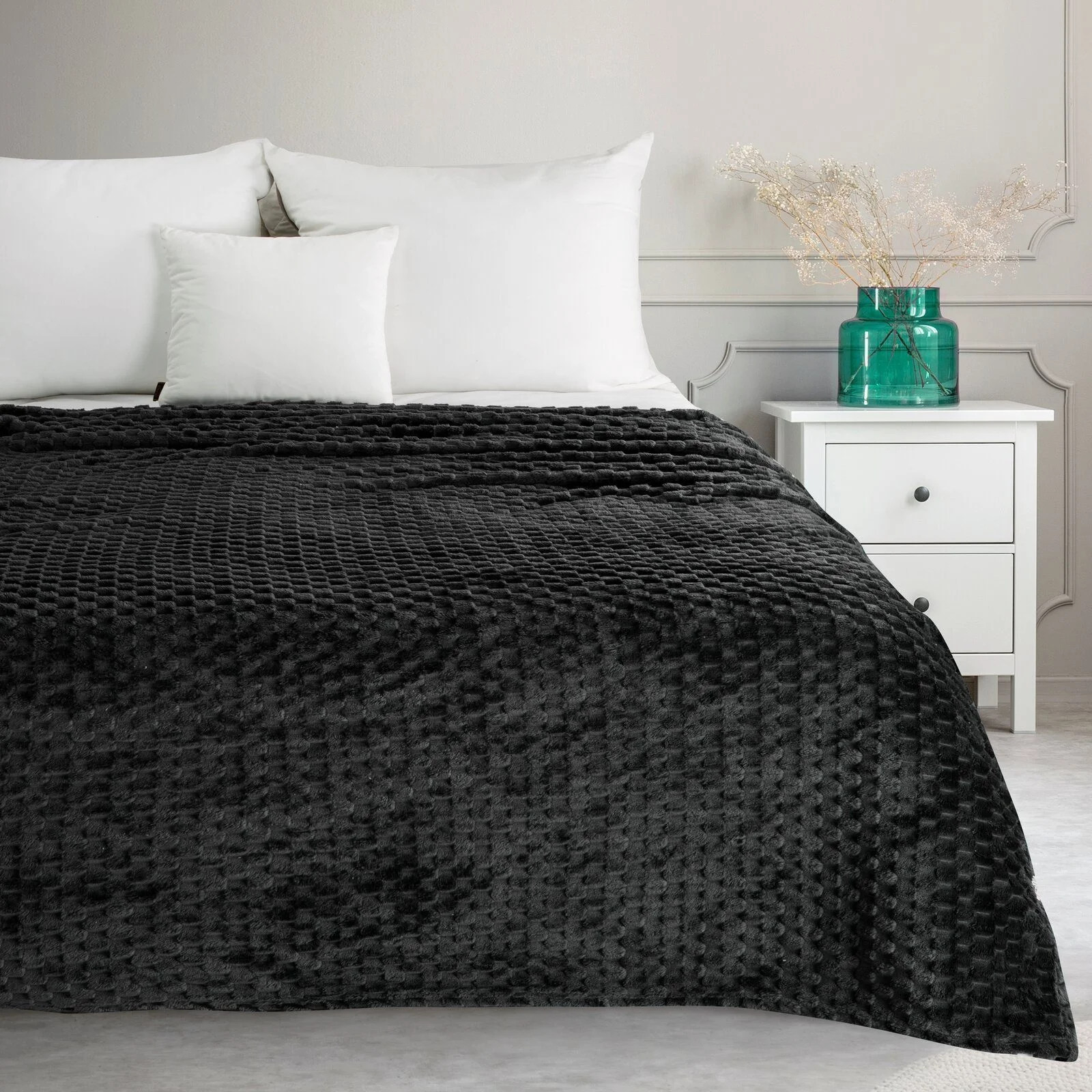 Wohndecke CINDY/6 – Kuscheldecke mit 3D-Waffelstruktur • 100% Mikrofaser